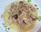 キノコ入りカルボナーラうどん作り方9写真