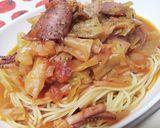 簡単！キャベツのシーフードトマトパスタ作り方7写真