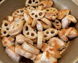 鶏肉とれんこんのにんにくマヨ照り焼き作り方3写真