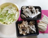 月見で食べる〜豚きのこキャベツ蒸し作り方1写真