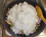 蕪の葉とハムの炒飯作り方5写真