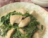 お肉柔らか★鶏むね肉と春菊のクリーム煮作り方7写真