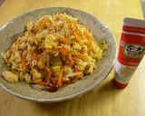 コクうまピリ辛♪豆腐と野菜のオイマヨ炒め作り方7写真