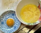 白菜とハムで親子？丼作り方2写真