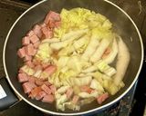 白菜とハムで親子？丼作り方3写真