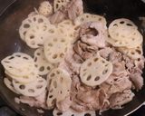 豚肉エノキタケ生しいたけ蓮根の甘辛炒め作り方4写真
