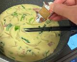 小松菜とベーコンのコーンクリームパスタ作り方3写真
