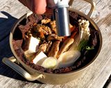 ▲山ごはん▲牡蠣缶で土手鍋作り方2写真