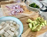 ★豆腐アボカドわかめのサラダ★作り方1写真