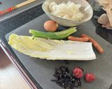 白菜の梅昆布チャーハン作り方1写真
