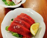 本鮪のカルパッチョ 酢橘と塩作り方1写真
