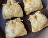 油揚げにピリとろ肉詰め焼き作り方4写真
