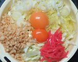 ソース焼きそばの入った普通のお好み焼き作り方2写真