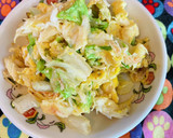 お正月のカニで＼白菜の卵とじ／だしマヨ味作り方6写真