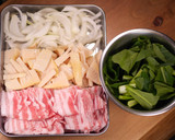 小松菜と豚肉とたけのこの和風炒め作り方1写真