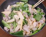 小松菜と豚肉とたけのこの和風炒め作り方4写真