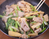 小松菜と豚肉とたけのこの和風炒め作り方5写真