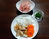 冬野菜と鶏肉の煮物（塩味）作り方1写真