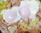 フライパンで蒸すだけ♪豚バラ白菜目玉焼き作り方4写真
