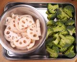 れんこんとブロッコリーの和風たらこバター作り方1写真