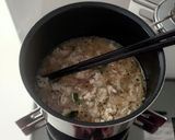 鶏ひき肉たっぷり。ガパオ風アジアン粥作り方4写真