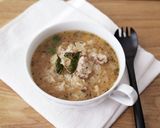 鶏ひき肉たっぷり。ガパオ風アジアン粥作り方5写真