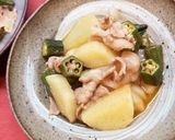 長芋＊オクラ＊豚バラのこっくり煮♪作り方5写真