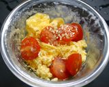 お弁当！レンジでミニトマトと卵の中華炒め作り方2写真