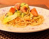ゴロゴロ鮭と春キャベツのペペロンチーノ作り方6写真