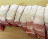 豚バラブロックニンニクネギ焼き作り方1写真