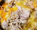 鍋の素MIX●豚こまぎれ肉の豚玉うどん鍋作り方3写真