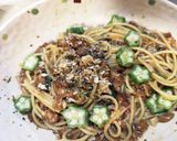 ナメコとオクラのピリ辛にんにくパスタ作り方6写真
