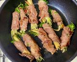簡単ヘルシーりんごとかいわれの牛肉巻き作り方4写真