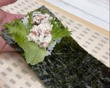 節分に＊簡単！シーフドサラダ恵方巻作り方4写真