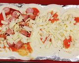 餃子の皮で明太子マヨ、ケチャソーピザ作り方3写真
