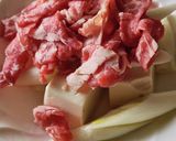 5分☆焼き豆腐☆牛肉豆腐ピリ辛レンジ作り方2写真