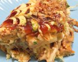 ソース焼きそばの入った普通のお好み焼き作り方18写真