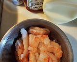 海老とアスパラ菜炒め作り方1写真