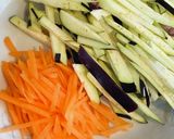 鶏ささみとなすにんじんの甘酢炒め☆作り方1写真