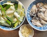 牡蠣と野菜のニンニク醤油味スパゲッティ作り方2写真