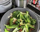 白菜の漬けものと小松菜のペペロンチーノ作り方4写真