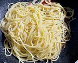 菜の花たっぷりガリバタ醤油パスタ作り方6写真