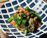 菜の花たっぷりガリバタ醤油パスタ作り方8写真