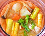 ハリッサ入り鶏肉と野菜の“みそスープ”♪作り方6写真