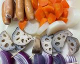 シャウエッセンと野菜のレモンジャコソース作り方1写真