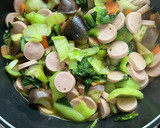 青梗菜とあるもの炒め(味付けすきやきたれ作り方3写真