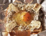 半熟卵deカマンベールしらす★食パン朝食作り方2写真