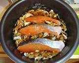 鮭と舞茸と三つ葉の炊き込みごはん作り方2写真