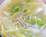 たらこペーストで白菜とホタテの豆乳スープ作り方5写真