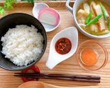 食べるラー油で簡単★ピリ辛卵かけご飯作り方1写真